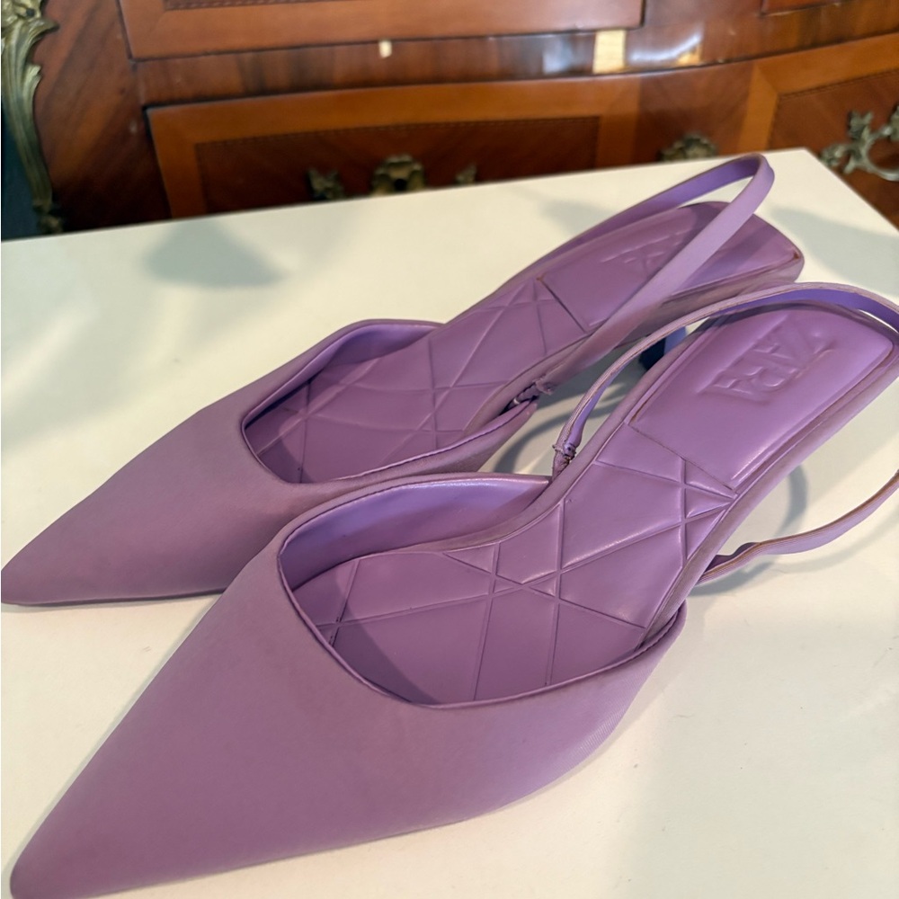 Zara Purple Slingback Pointed Toe Heels Women’s Size 40 (US 9.5) - Picture 4 of 6